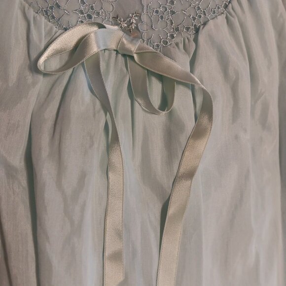 VTG Sears Womens 36 38 Nightgown Lgt Blue Floral Lace Sheath Dress Grannycore - Picture 6 of 8